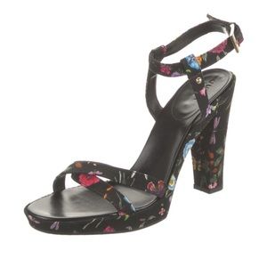 Gucci Floral Print Canvas Sandals